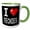Green/White, variant on 3drose, Geeky Old School Pixelated Pixels 8-bit I Heart I Love Techies, 11oz Two-tone Green Mug