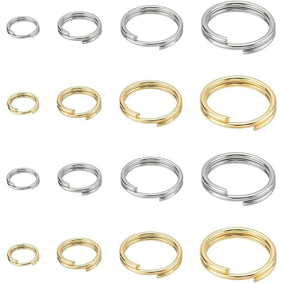 1 Box 240pcs 8 Styles 304 Stainless Steel Split Rings Double Loops Jump Rings Golden & Stainless Steel Color 5~12x1~2mm Inner Diameter: 3.8~10mm Single Wire: 0.5~1mm 30pcs/style