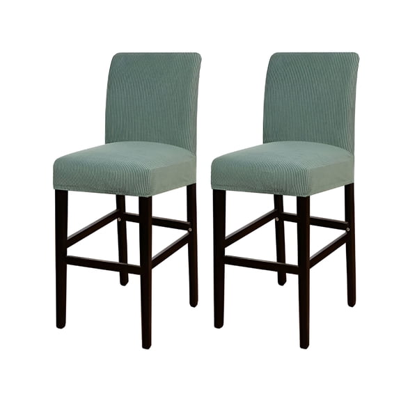 AUQ 2 Pack Stretch Bar Stool Covers Pub Counter Stool Chair Covers with Back Washable Barstool Seat Slipcover with Elastic Bottom (Green)