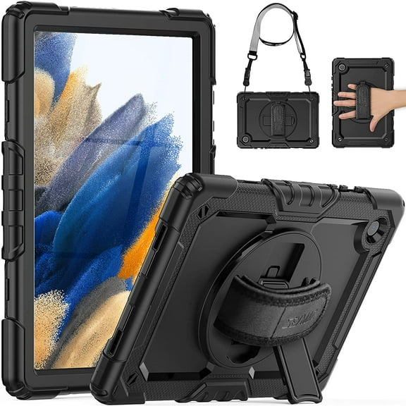Timoom Case for Samsung Galaxy Tab A8 10.5 inch 2022 SM-X200/ SM-X205/ SM-X207 with Screen Protector [360 Degree Rotatable Stand & Hand Strap] Pen Holder Shoulder Strap for Tab A8 10.5