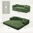 thumbnail image 2 of Timbernest 78" Sofa Bed, Convertible Sleeper Sofa with 2 Pillows, 3-Seat Floor Sofa for Living Room, No Assembly Sofa Cama, Olive Green, 2 of 10