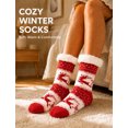 thumbnail image 5 of FEOYA Women's Christmas Fuzzy Socks Winter Non Slip Thermal Slipper Socks Cozy Floor Socks Reindeer Red for New Year Xmas Gifts Holiday Outdoor Activities, 5 of 7