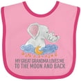 thumbnail image 3 of Inktastic My Great Grandma Loves Me to the Moon and Back Elephants Boys or Girls Baby Bib, 3 of 4
