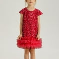 thumbnail image 3 of Avrntaa Little Girls Sequin Dress Ruffle Hem Sparkly Gown Party Dresses Summer Short Sleeve Dress, 3 of 7