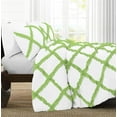 thumbnail image 2 of Dual Tone Diamond Ruffle Duvet Cover 5 Piece Set with Zipper, 400 Thread Count & 100% Egyptian Cotton and Quilts Protector with Pillowcases - White & Sage Solid, Oversized Size., 2 of 5