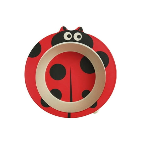 

Bamboo Fiber Cartoon Baby Feeding Bowl Natural Healthy Bowl Portable Plate Environmental Tableware for Infant Toddler - Lady Bug