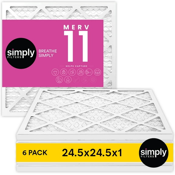 Simply Filters 24.5x24.5x1 MERV 11, MPR 1000, AC Furnace HVAC Air Filter (6 Pack)