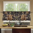 thumbnail image 4 of Yayeee Kitchen Curtains Tier Set of 2 Light Filtering 57"x24" Over Sink Window Panels, Cows and Flowers, 4 of 7