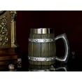 thumbnail image 4 of Viking Wooden Barrel Beer Mug - Norse Decor Coffee Cup for Men - Ideal Viking Gift - 21oz Large Nordic Beverage Cup & Beer Stein Tankard - Unique Viking Decor, 4 of 9