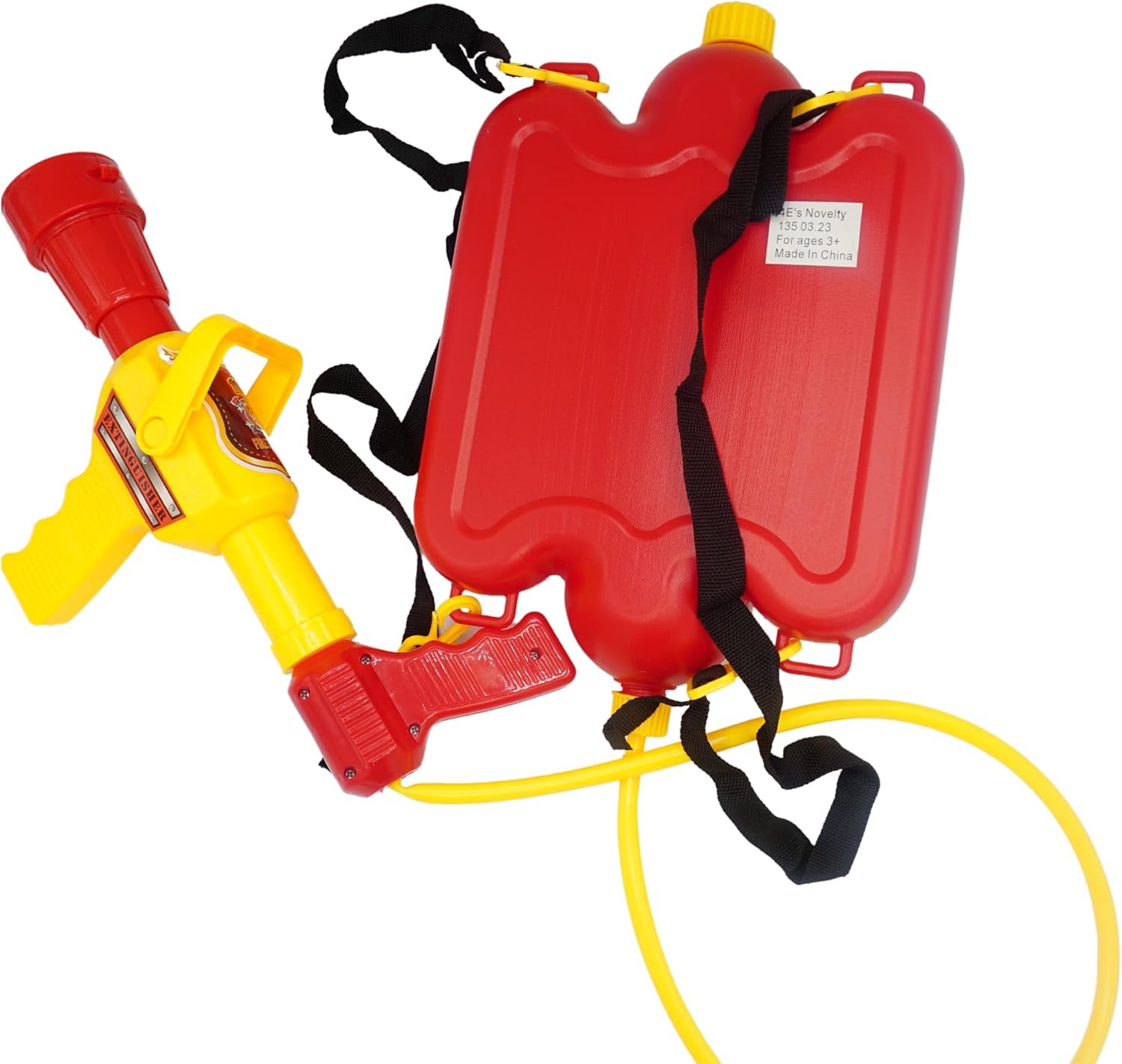 4E's Novelty Firefighter Backpack Water Gun – Tank with Hose Blaster for Outdoor Play Kids