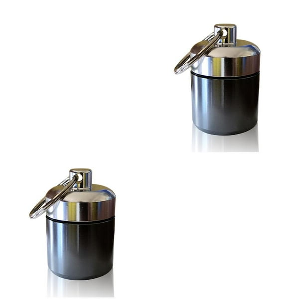 Toystoory Mini pastillero, llavero de aleación de aluminio, botella para acampar, viajar, tableta Personal, contenedor impermeable para Gris plateado 2piezas