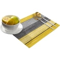 thumbnail image 2 of Placemats Set of 4, Retro Rustic Barn Wood Texture Polyester Stain Resistant Table Mats Washable Placemat Decoration for Kitchen Dining Table Ombre Lemon Yellow and Gray, 2 of 6