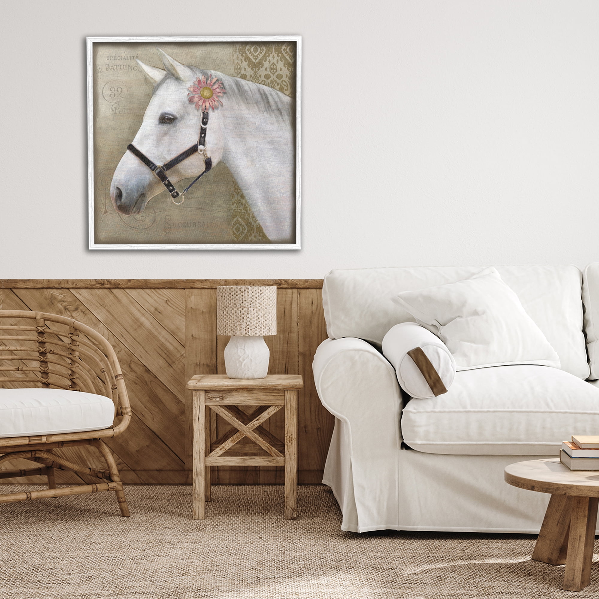 Stupell Industries Boho Barnyard Horse White Framed Giclee Art, design by Suzanne Nicoll