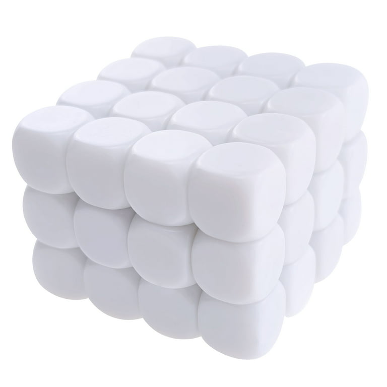 50 Pcs 16MM Blank White Dice Set Acrylic Rounded D6 Dice Cubes for Game,  Party, Fun, DIY Sticker and Math Teaching 