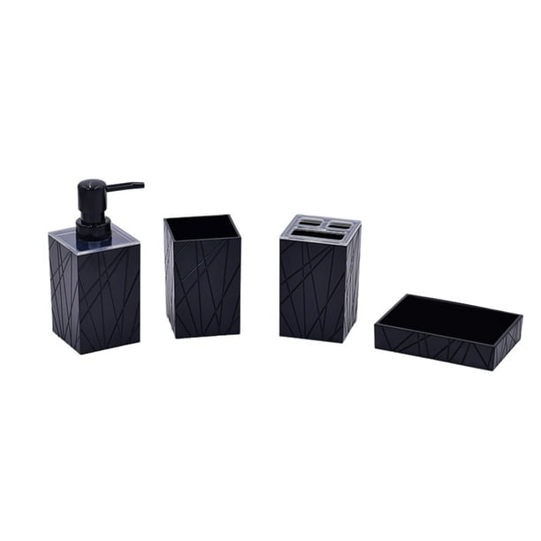 Dispenser de Jabón de Platos Conjunto de Accesorios de Baño de 4 Piezas, Incluyendo Bomba de Jabón, Cepillo de Dientes, Rodillo Y Bandeja de Jabón, Bandeja de Baño, Caja de Kit de Ducha, Conjunto de B
