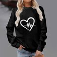 thumbnail image 2 of Besolor Womens Fall Spring Sweatshirt Heart Printed Crewneck Long Sleeve Tops Casual Loose Plus Size Pullover Blouse, 2 of 4