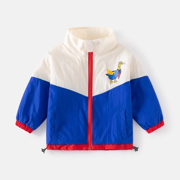 GiLiling Toddler Kids Sun Protection Athletic Jacket Dry Fit Zip Up Long Sleeve Cartoon Color Block Summer Light Coat Outdoor (White, 18-24 Months)