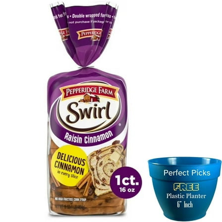 Pepperidge Farm Raisin Cinnamon Swirl Breakfast Bread, 16 oz Loaf, ‌Includes 1 Plastic Planter