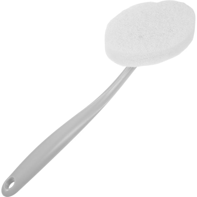 GOOHOCHY Cepillo de limpieza de esponja de mango largo, 1 pieza, herramientas de lavado con cabezal de cepillo reemplazable para cocina, inodoro, baño, gris y blanco. 1 cepillo y 2 cabezales de