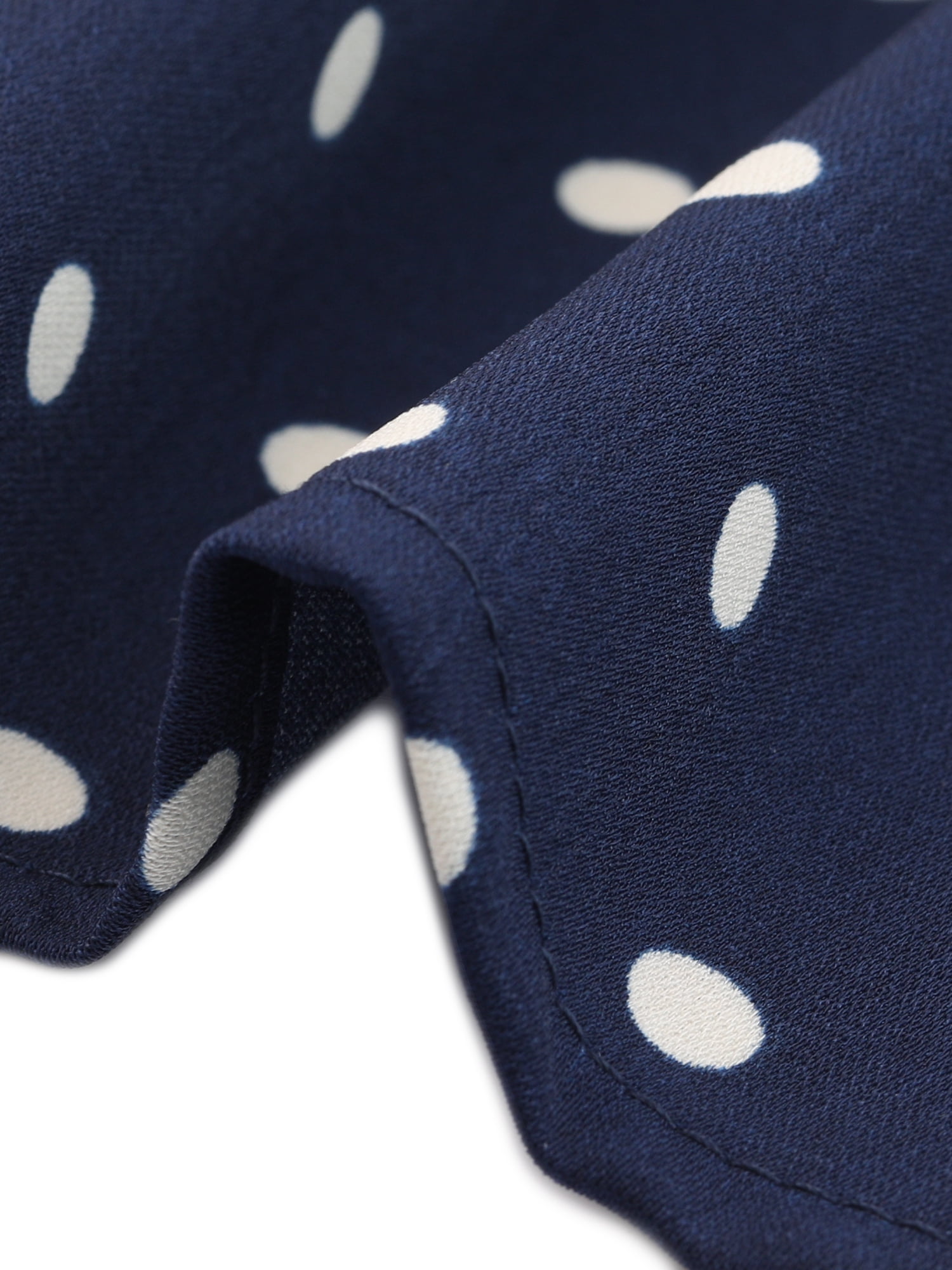 DARING DIVA Women's Polka Dots Peter Pan Collar Puff Sleeve Shirt Top S Dark Blue