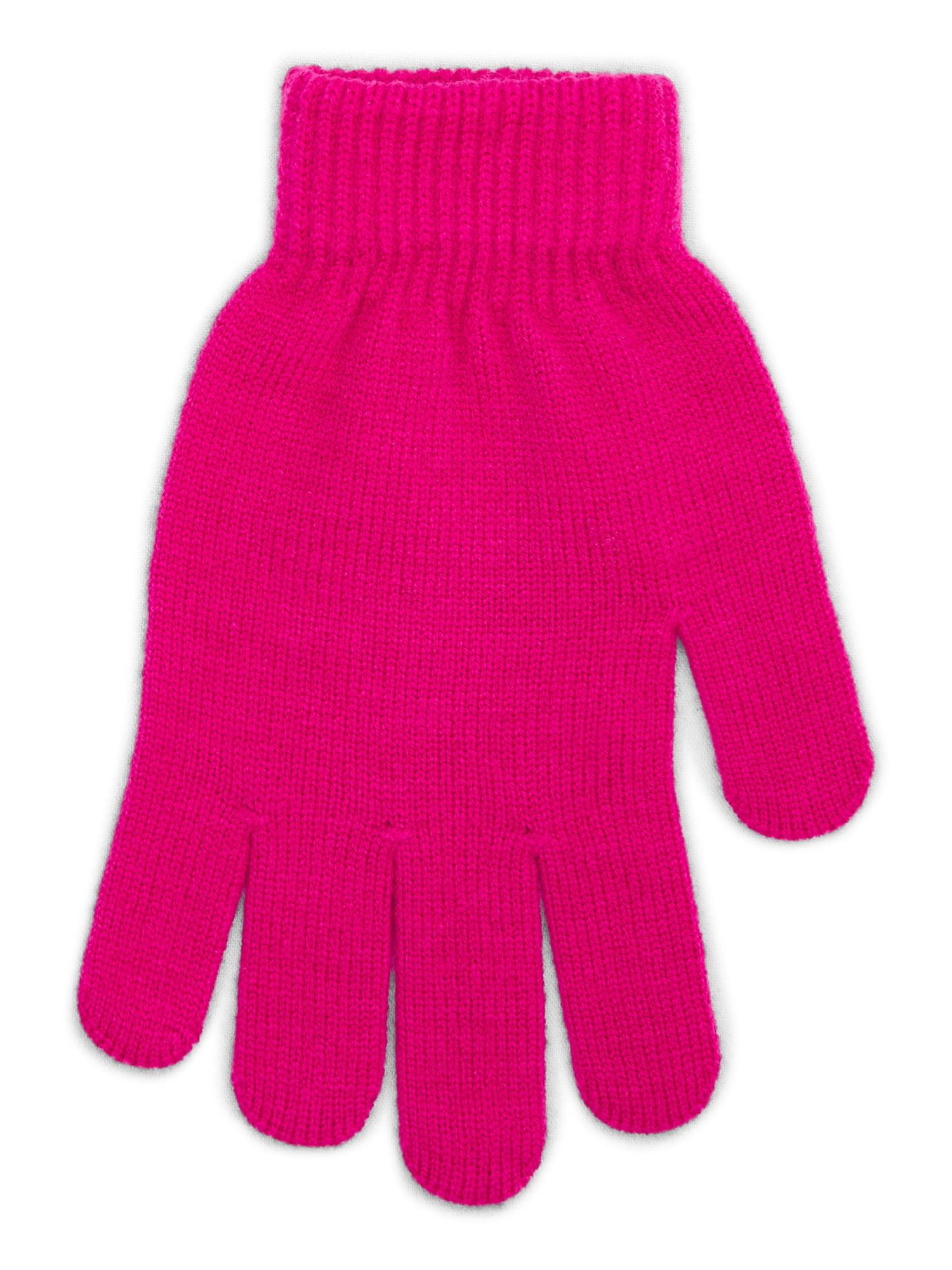 Time and Tru Women's Knit Gloves, 2-Pack, Festive Fuchsia