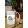 thumbnail image 2 of 15 fl oz Ceramic Mug, Chicago, Illinois, Cityscape, Line Drawing, Lantern Press Artwork, Dishwasher & Microwave Safe, 2 of 3