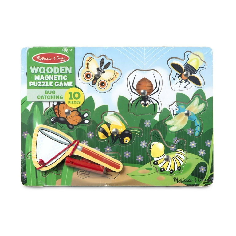 Melissa Doug Magnetic Wooden Bug Catching Puzzle Game Educational Toy 10 Pieces Walmart