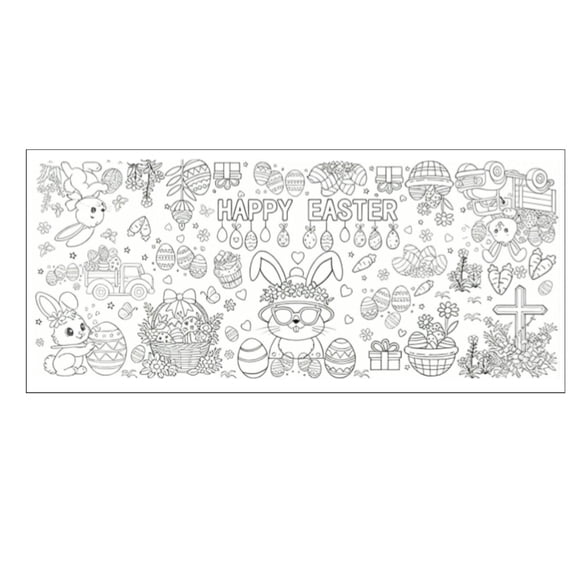 Easter Coloring Tablecloth For Kids Party Decorations, Giant Waterproof Canvas Easter Coloring Activities Poster Banner, Party Favors Gifts For Family Classroom Easter