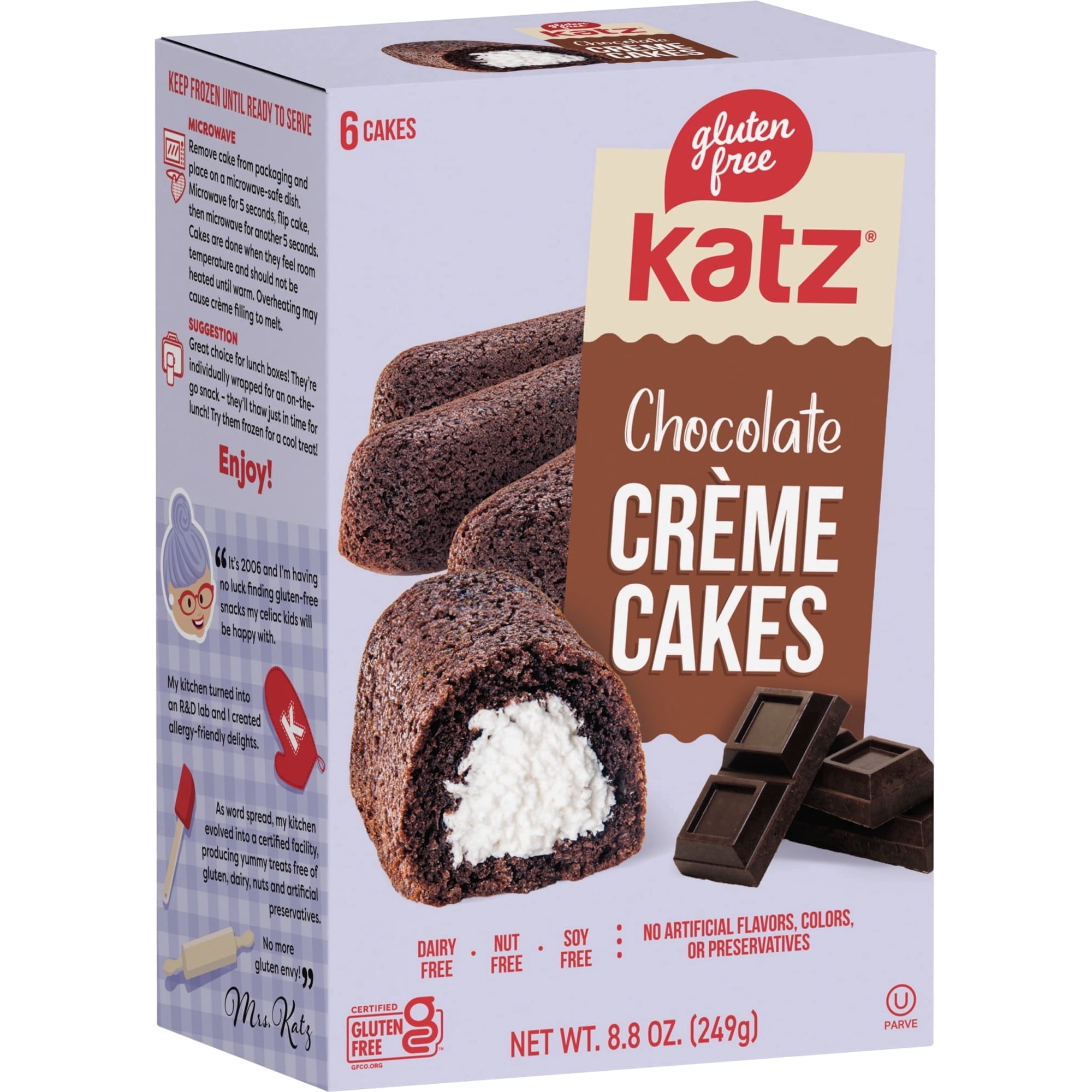 Katz Gluten-Free Creme Cakes - Chocolate |Gluten-Free Dairy Free Nut Free Soy Free Kosher | (1 Pack 8.8 Ounce Each)