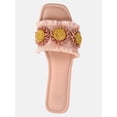 thumbnail image 4 of Time and Tru Women's Faux Raffia Daisy Slide Sandals, 4 of 6