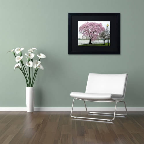 Trademark Fine Art "Cherry Tree" Canvas Art by CATeyes, Black Matte, Black Frame