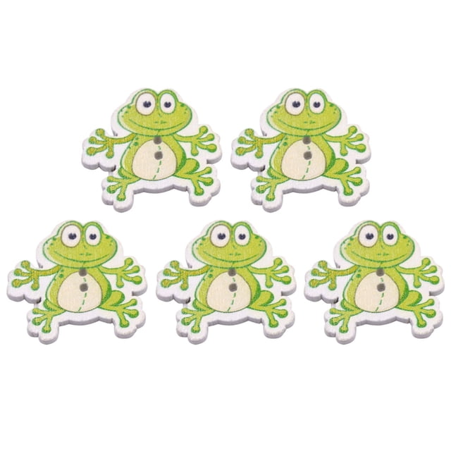Miangastore 2 Pack 100pcs Wooden Sewing Cartoon Buttons DIY Animal Buttons Childrens Manual Button Mosaic Buttons (Green)
