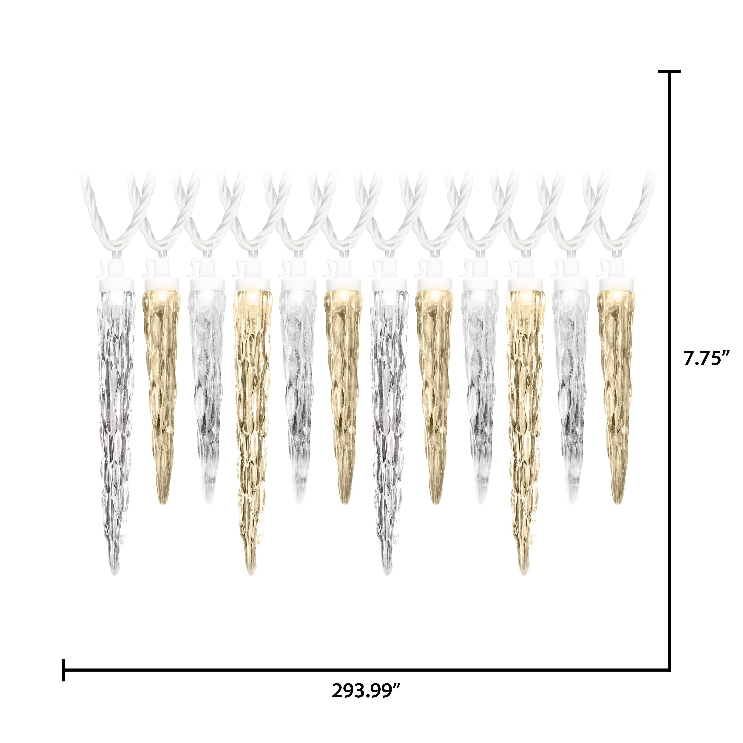 Christmas Lightshow Projection Icicles Deluxe Classic White Light String, LIGHTSHOW LS S/24ICIL W/CW PDQ