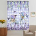 thumbnail image 2 of Purple Flowers Sheer Curtains 108" Extra Long, Weeping Spring Floral Bicycle Checkered Light Filering Curtains, Privacy Drapes Simi Floor to Veiling Curtain for Living Room Large Window Treatment, 2 of 9
