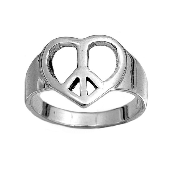 925 Sterling Silver Peace Starts with Love Ring Size 10