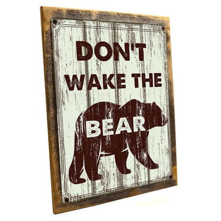 Framed Outdoor Don t Wake the Bear 9 x12 Metal Sign Wall Decor for Bath or Laundry Hand-Crafted from reclaimed materials