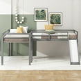 thumbnail image 4 of Harper & Bright Designs Wooden Twin Size Double Loft Bed with Slide, L Shaped Loft Bed Frame with Full-Length Guardrail for Kids Bedroom, Gray, 4 of 13