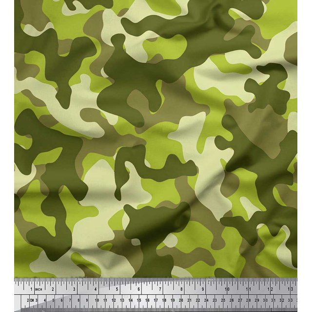 Soimoi Poly Georgette Fabric Two Tone Camouflage Decor Fabric Printed Yard 52 Inch Wide
