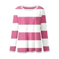 thumbnail image 4 of Povozer Girls Casual Long Sleeve T Shirts Basic Crewneck Striped Tunic Blouses Tops(Red,3-4 Years), 4 of 4