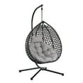 thumbnail image 4 of LEGAHOME Egg Chair, All-Weather PE Rattan Hanging Egg Chair Basket Chair with Stand and Removable Cushion, Wicker Swing Chair Hammock Chair for Indoor and Outdoor Use, Black&Gray, 4 of 10