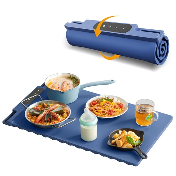 Arsvita Electric Food Warming Mat, Roll Up Silicone Heating Tray with 3 Temperature Levels, 3H Auto-Off & Child Safety Lock, Non-Slip Fast Heating Warming Pad for Home Buffet Party Gathering
