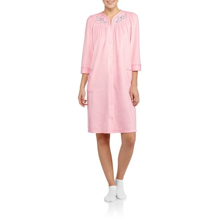 Women's Micro Fleece Snap Front Breakfast Robe - Walmart.com