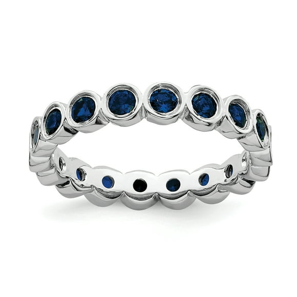 925 Sterling Silver Created Sapphire Stackable Ring Birthstone September Gemstone