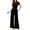 Black, variant on Jumpsuits for Women, Womens Casual Round Neck Short Sleeved Medium Waist Wide Leg Jumpsuit