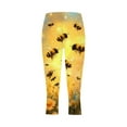 thumbnail image 4 of AGWOLF Capri Leggings for Women Cute Bee Print Knee Length Leggings Tummy Control High Waisted Capris Stretchy Workout Yoga Pants Summer Holiday Capri Pants, 4 of 4