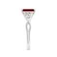 thumbnail image 3 of ANGARA Lab Grown 1.6 Ct Emerald-Cut Ruby Celtic Knot Engagement Ring for Women in 14K White Gold (Size-8x6mm) | July Birthstone, Birthday, Anniversary, Jewelry Gift for Women | Lab-Grown Ruby Ring, 3 of 7