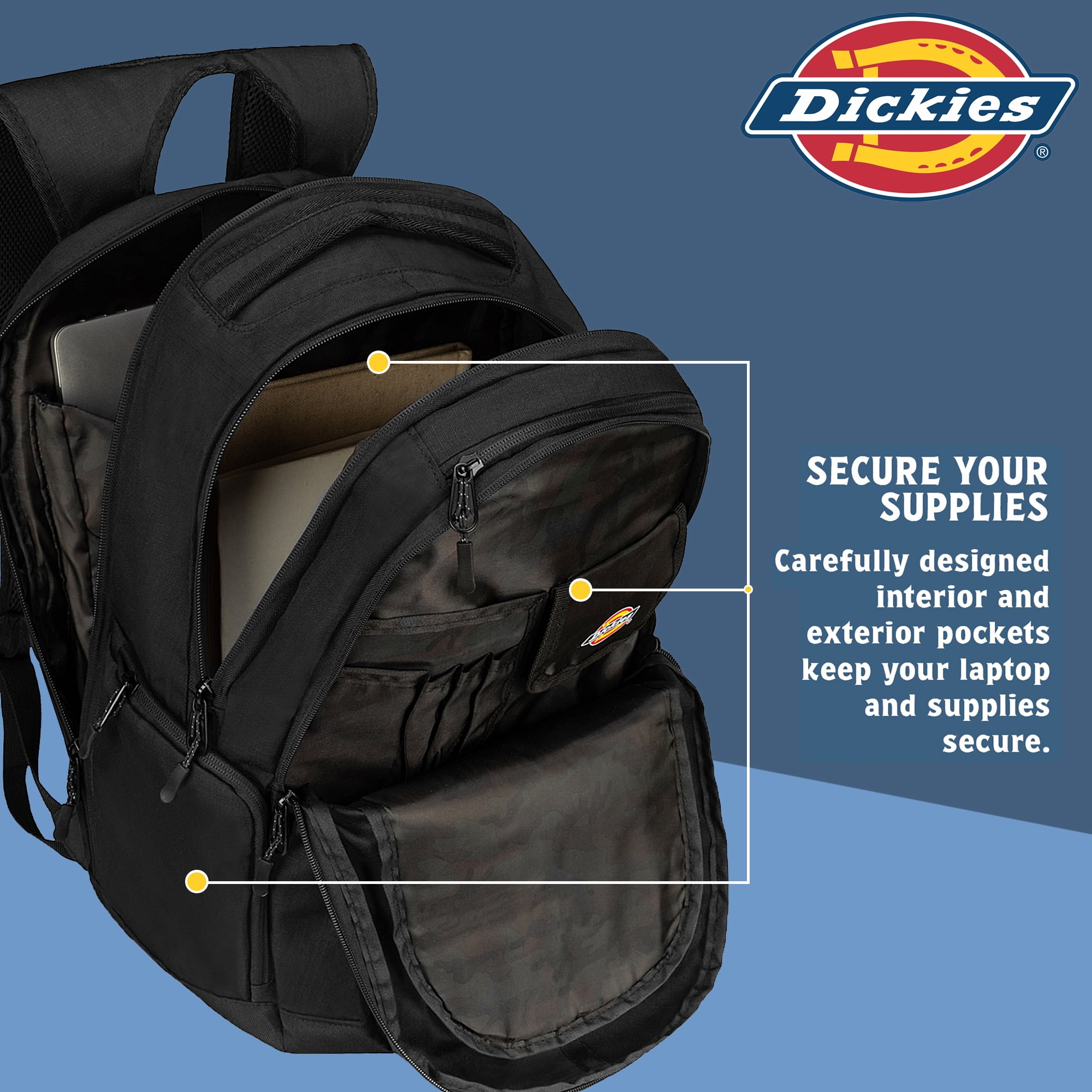Dickies Water-Resistant Laptop Backpack for College - Durable & Comfortable 15.6 Inch Commuter Campus Bag