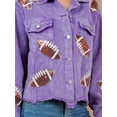 thumbnail image 4 of Womens Corduroy And Rugby Sequined Cropped Jacket Vintage Gameday Sequin Patched Jacket Coat, 4 of 12