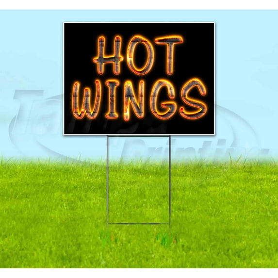 Hot Wings (18" x 24") Yard Sign, Includes Metal Step Stake