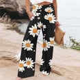 thumbnail image 2 of Women's Palazzo Pants Floral Printed Straight Wide Leg Slacks Elastic Waist Dressy Casual Pants with Pockets (M, Multicolor 11), 2 of 5